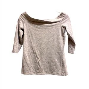 Ann Taylor Loft 3/4 Length Gray Boatneck Top Women’s S